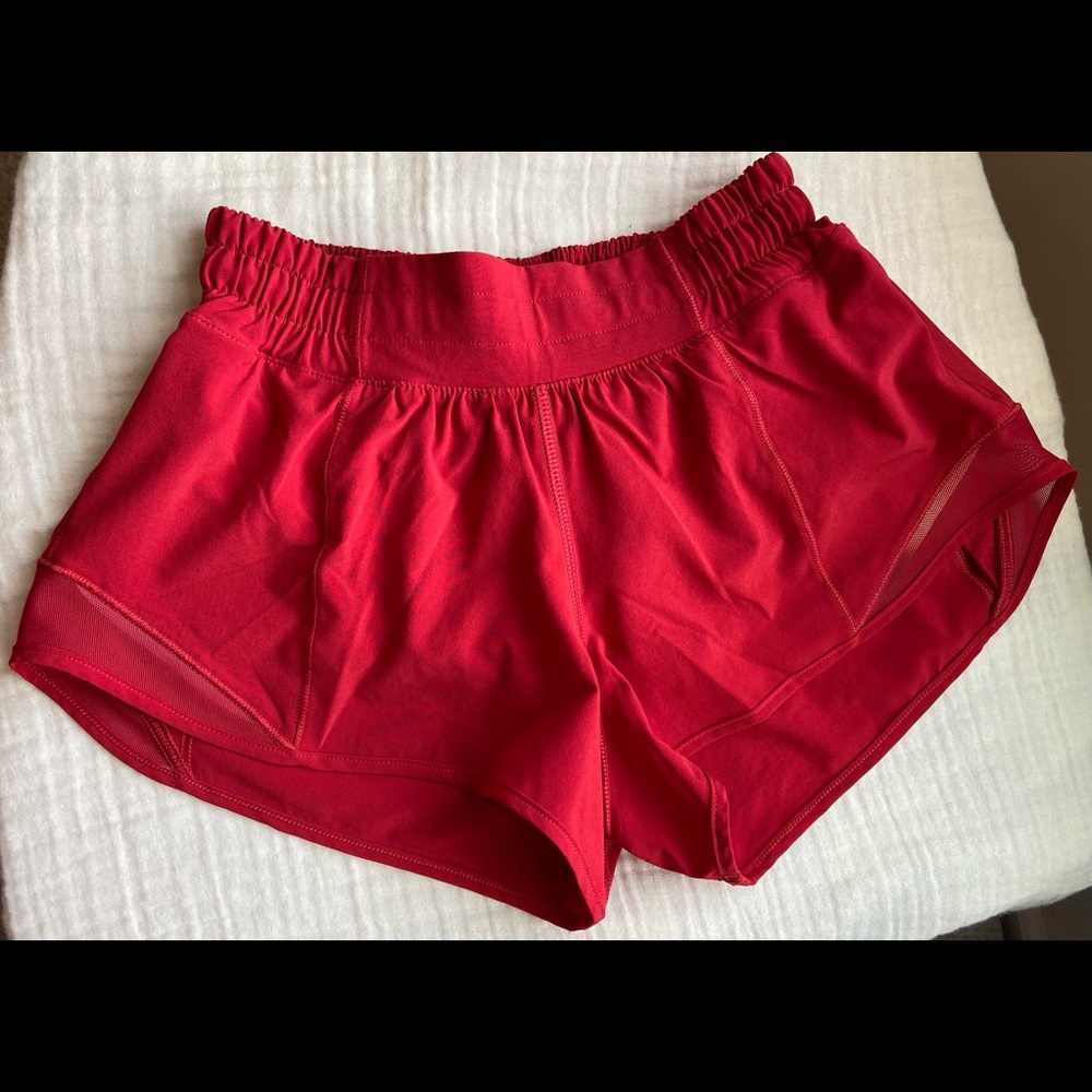Red Lululemon Hotty Hot Shorts 2.5”